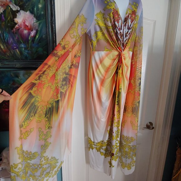 Venus Long Tropical Vacation Tropical Resort Cruise Ethereal Dress L Exotic - Picture 4 of 15